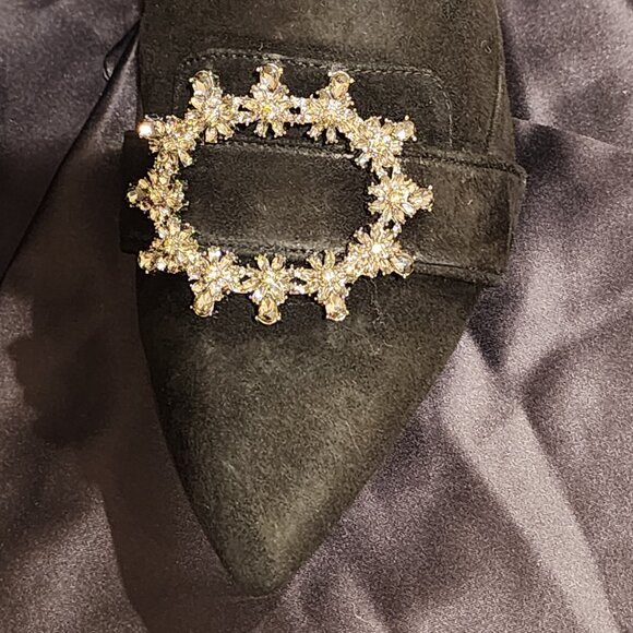 Brand New US 9 TORY BURCH Black Suede Bootie Crystal Buckle - Picture 3 of 15